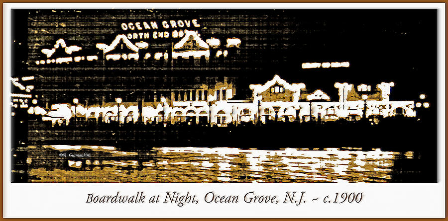 Ocean Grove, New Jersey, Boardwalk at Night, c. 1900 #2 Photograph by A Macarthur Gurmankin