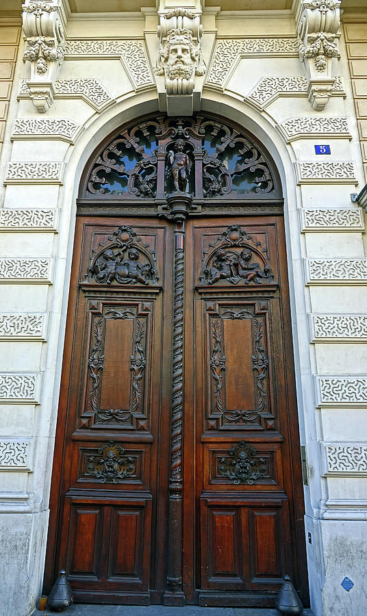 Old Artistic Wooden Door In Paris, France #2 Photograph by Rick Rosenshein