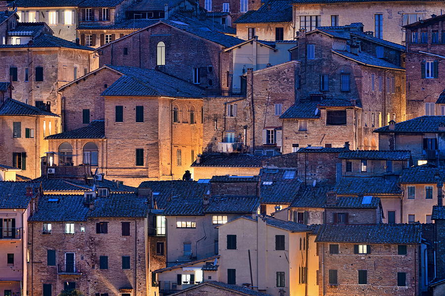 Old building background at night Siena Italy #2 Photograph by Songquan Deng