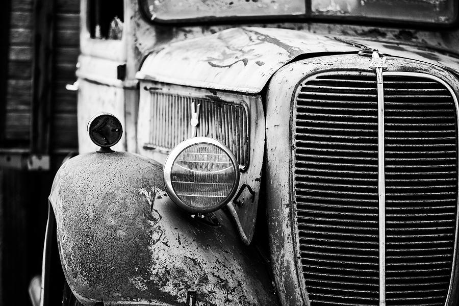 Old Farm Ford - POV 1 BW Photograph by Scott Pellegrin