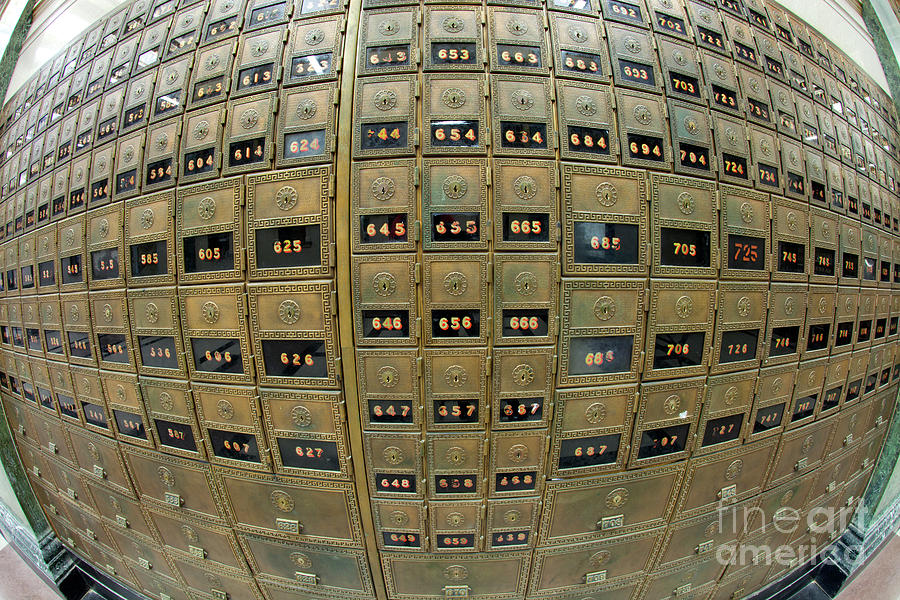 Old - fashion brass Post Office Boxes #3 Photograph by Anthony Totah