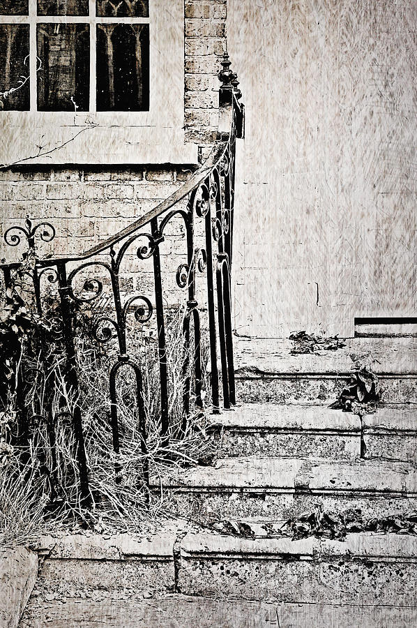 Black And White Photograph - Old steps #2 by Tom Gowanlock