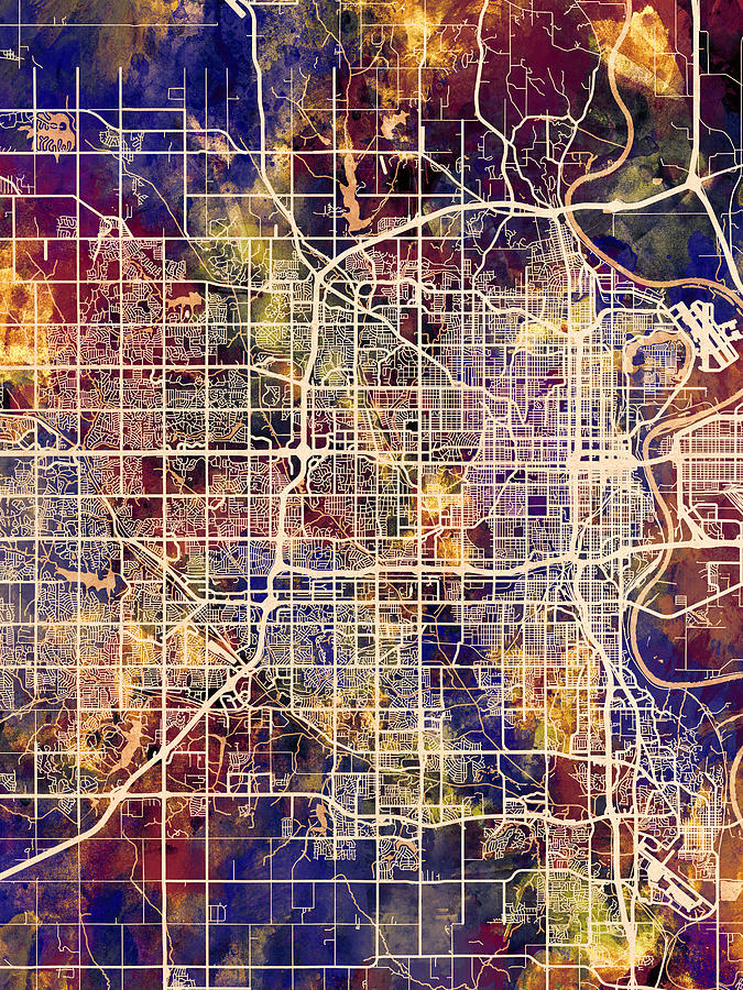 Omaha Nebraska City Map #2 Digital Art by Michael Tompsett