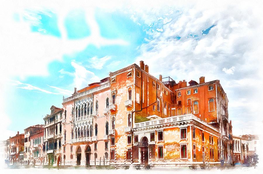 On a boat trip on the Grand Canal in the beautiful city of Venice in Italy #2 Digital Art by Gina Koch