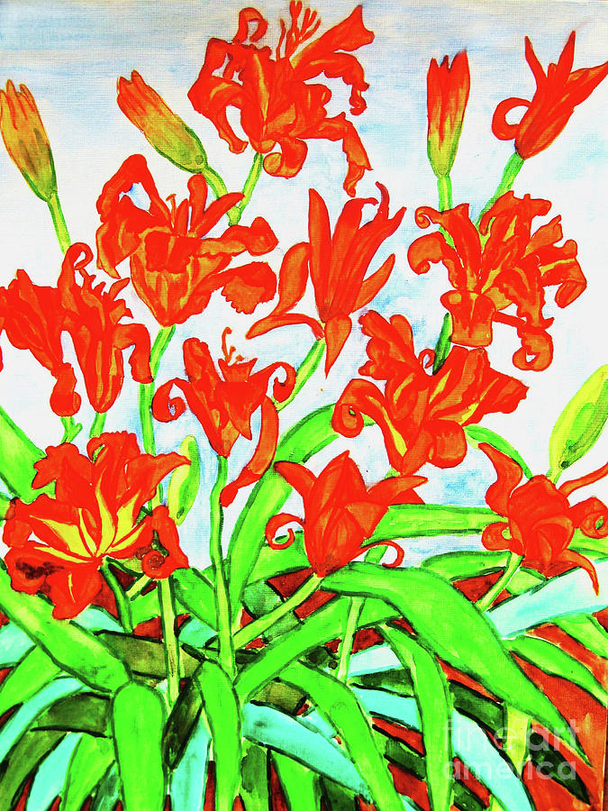 Nature Painting - Orange daily lilies by Irina Afonskaya