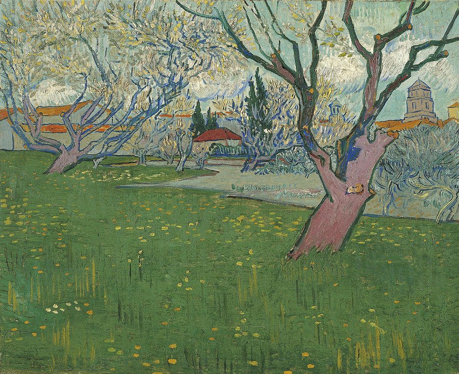 Orchards in blossom view of Arles #6 Painting by Vincent van Gogh