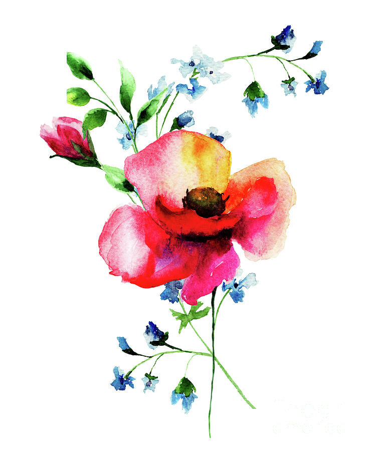 Original Summer flowers #3 Painting by Regina Jershova