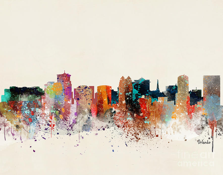 Skyline Painting - Orlando Skyline #2 by Bri Buckley