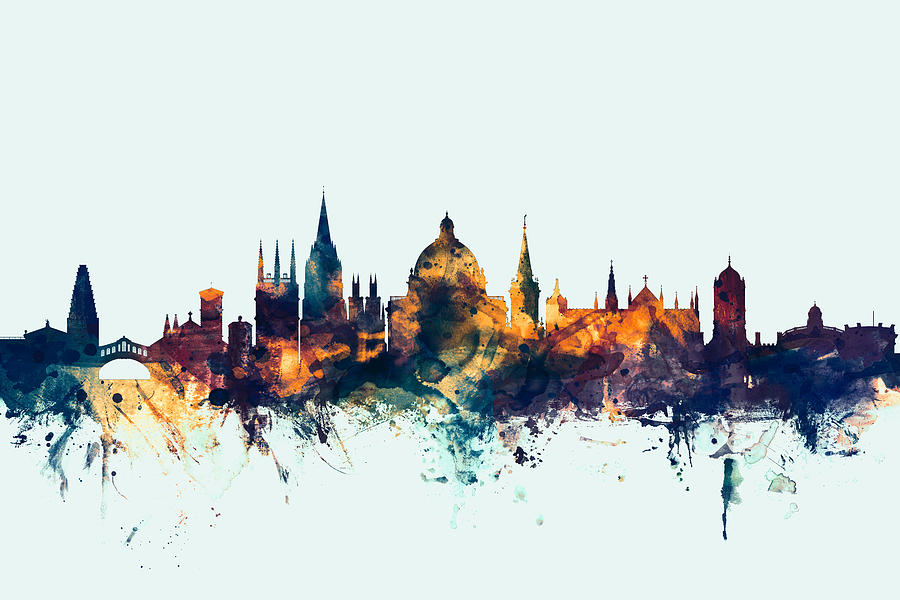 City Digital Art - Oxford England Skyline by Michael Tompsett