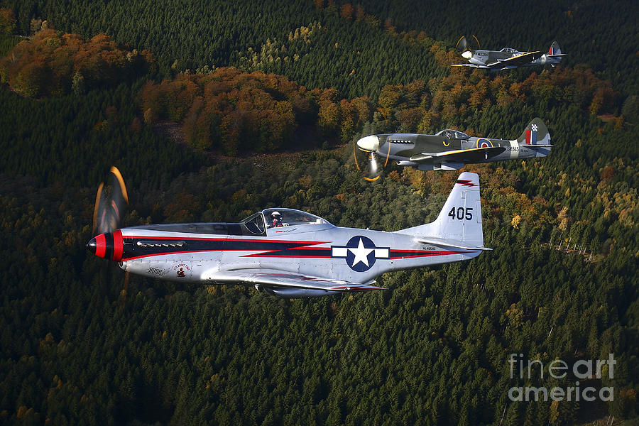 Transportation Photograph - P-51 Cavalier Mustang With Supermarine #2 by Daniel Karlsson