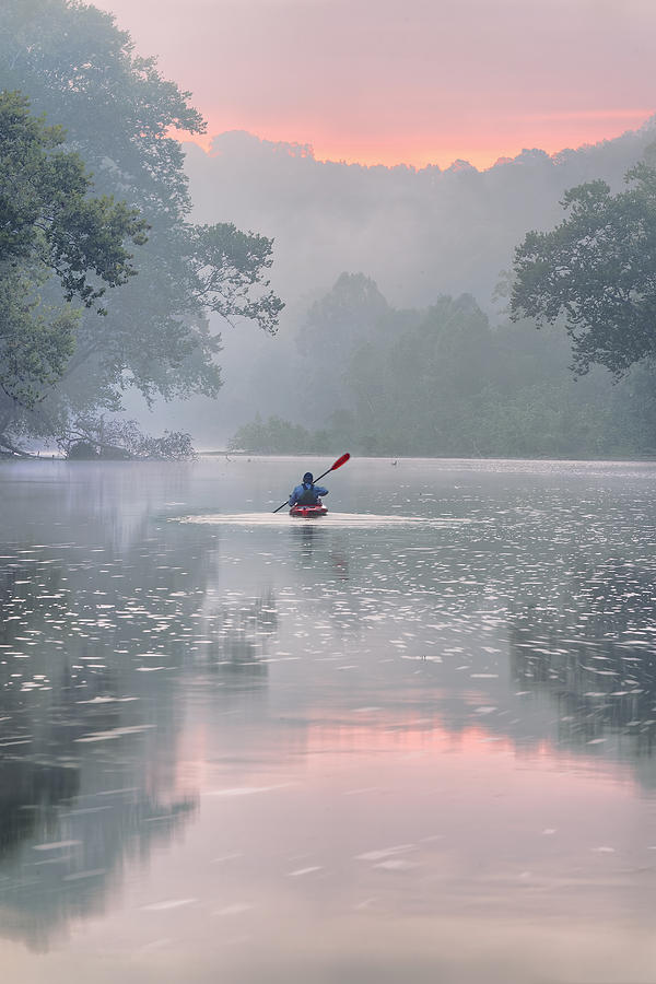 Paddling in Mist Photograph by Robert Charity