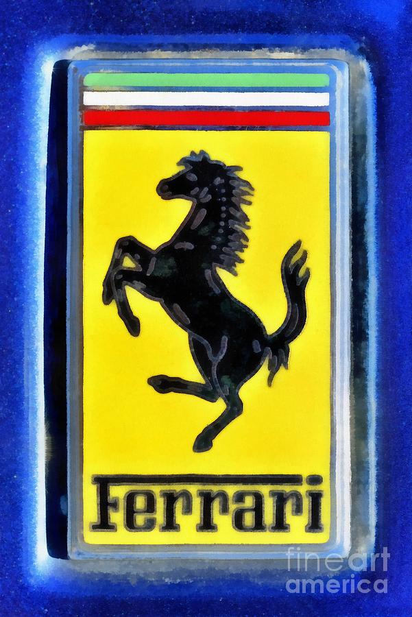 Car Painting - Painting of Ferrari badge #4 by George Atsametakis