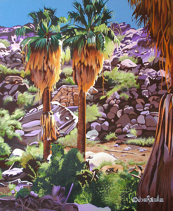 Desert Painting - 2 Palms by Joe Roselle