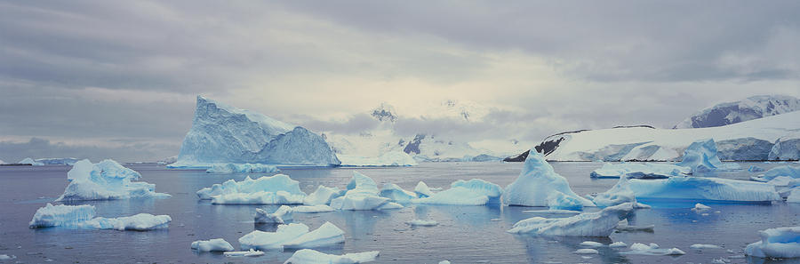 Nature Photograph - Panoramic View Of Glaciers And Icebergs #2 by Panoramic Images