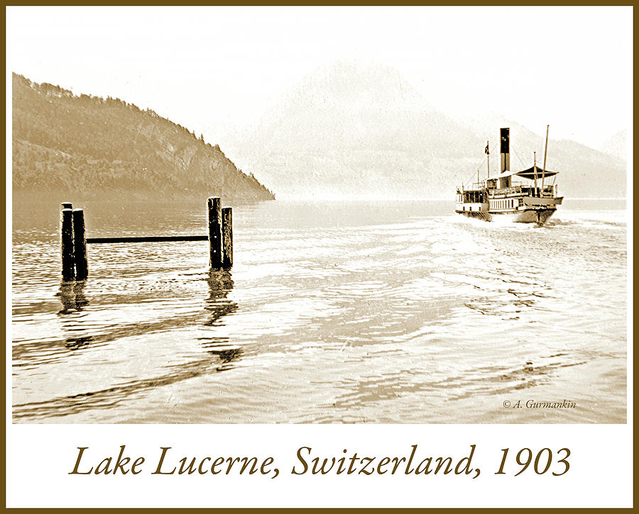 Passenger Boat, Lake Lucerne, Switzerland, 1903, Vintage Photogr #2 Photograph by A Macarthur Gurmankin