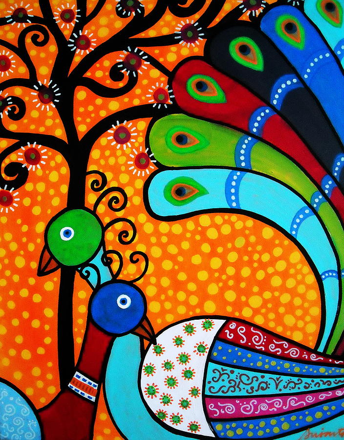 2 Peacocks Painting by Pristine Cartera Turkus