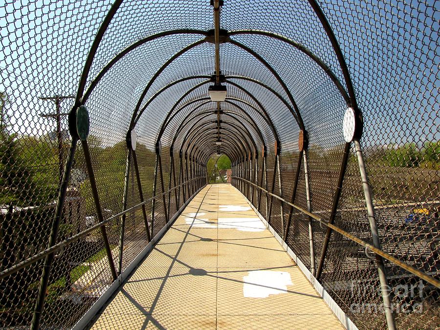 Pedestrian bridge over railroad tracks Photograph by Ben Schumin - Fine ...