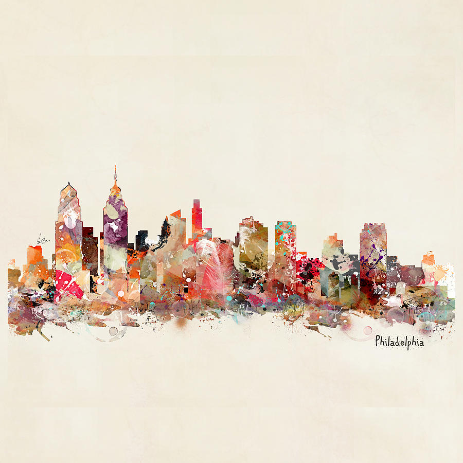 Philadelphia Painting - Philadelphia City Skyline by Bri Buckley