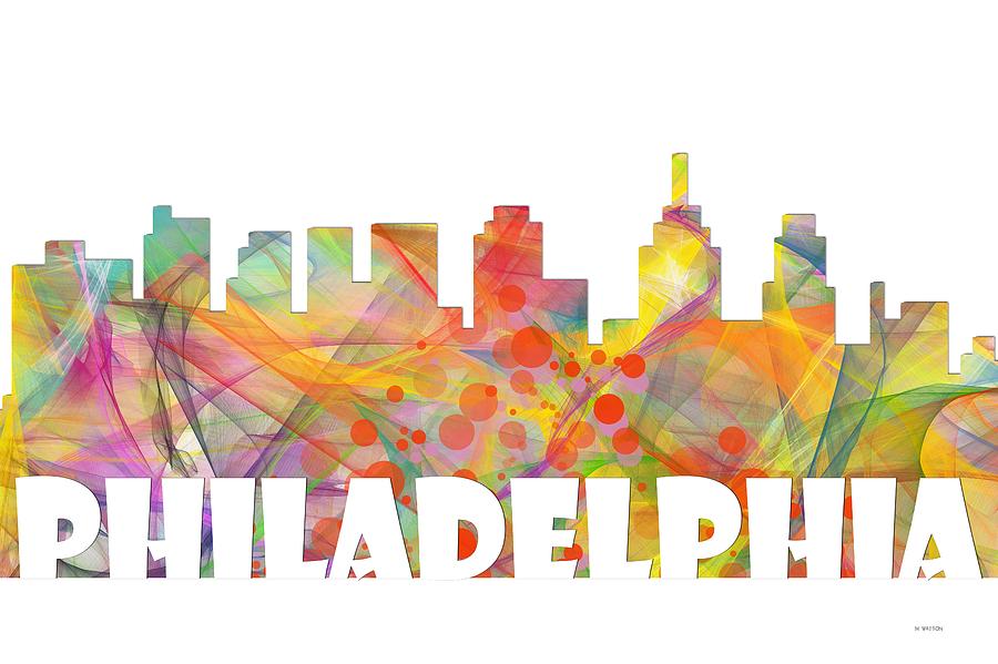Philadelphia Digital Art - Philadelphia Pennsylvania Skyline #2 by Marlene Watson