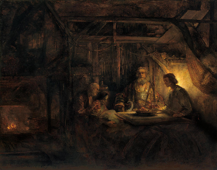 Philemon and Baucis #2 Painting by Rembrandt van Rijn