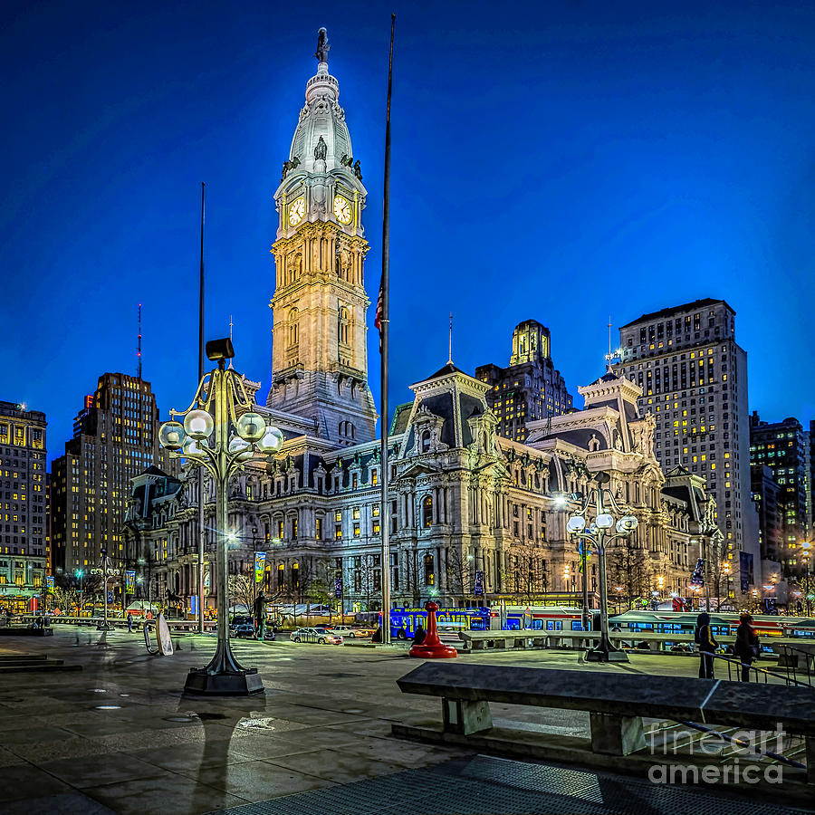 Philladelphia City Hall at Night Photograph by Nick Zelinsky Jr