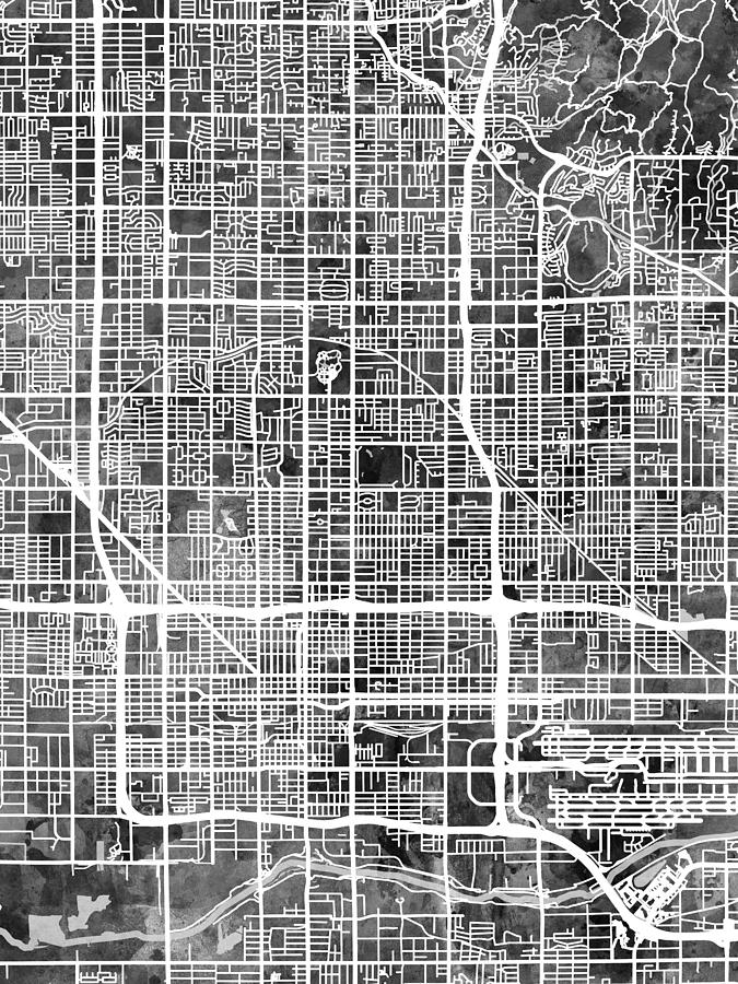 Phoenix Arizona City Map #2 Digital Art by Michael Tompsett