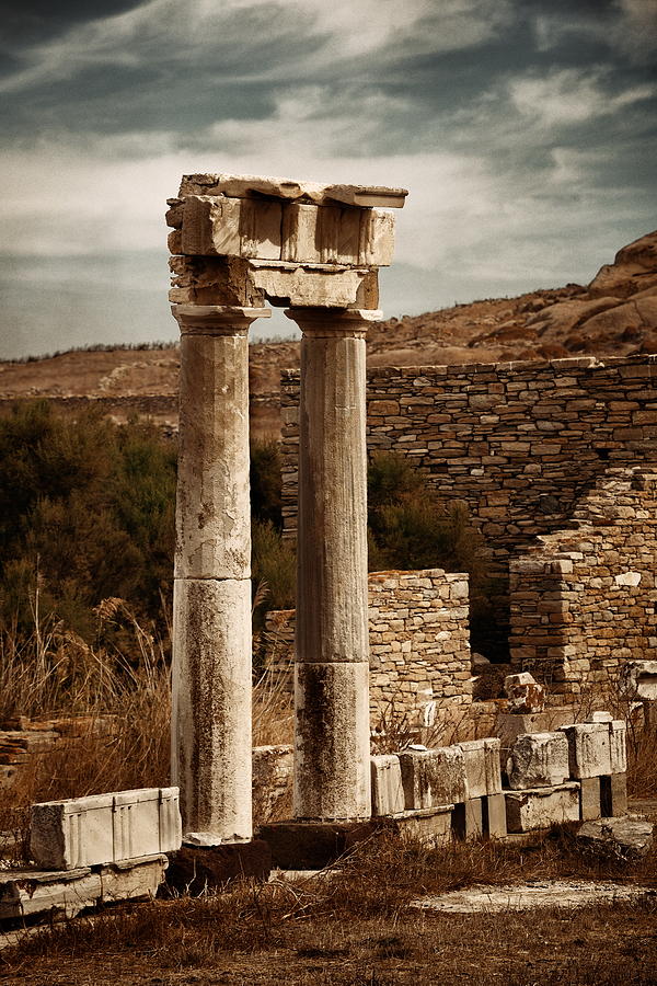 Pillar in Historical Ruins in Delos #2 Photograph by Songquan Deng