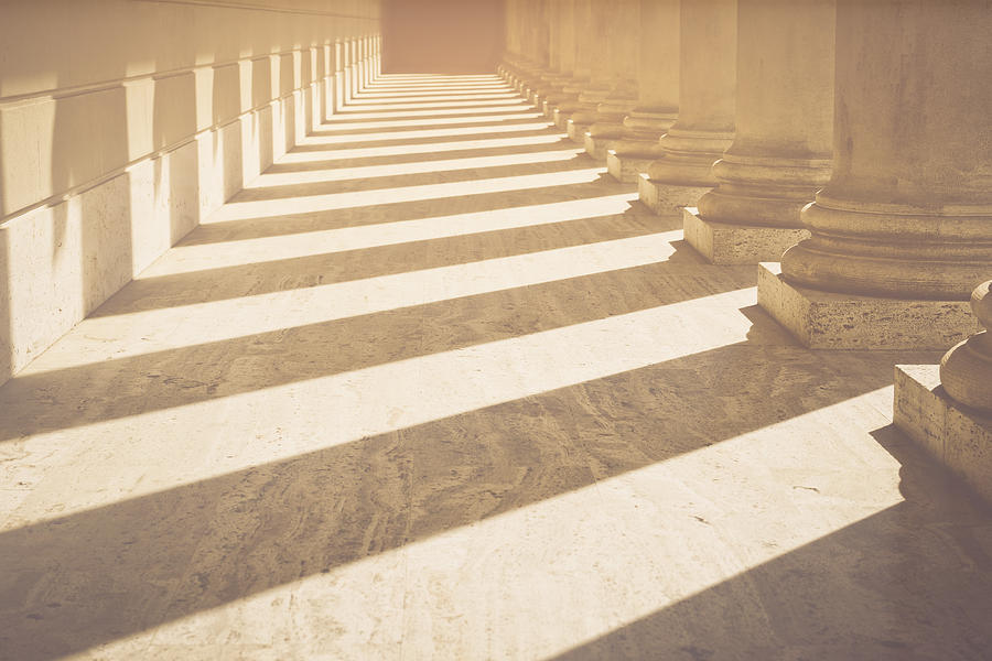 Pillars to a Courthouse with Vintage Style Filter #2 Photograph by Brandon Bourdages