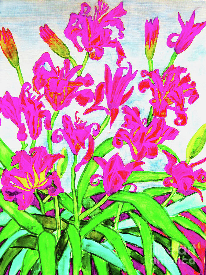 Pink daily lilies #2 Painting by Irina Afonskaya