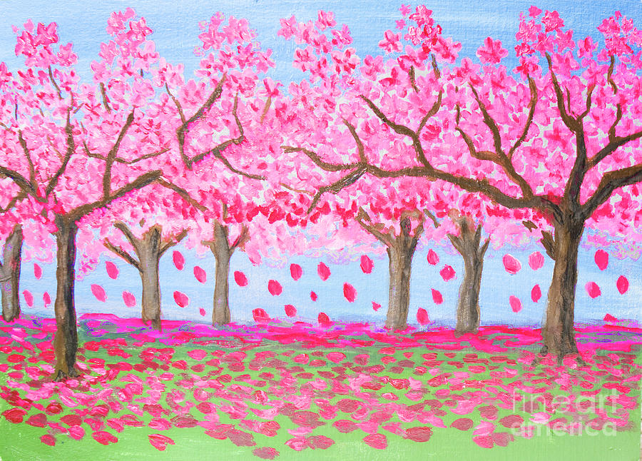 Pink garden, oil painting #2 Painting by Irina Afonskaya