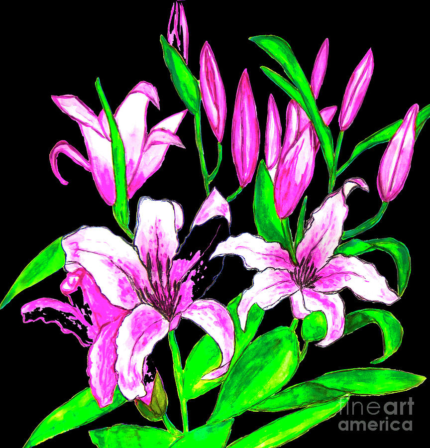 Pink lilies, painting #3 Painting by Irina Afonskaya