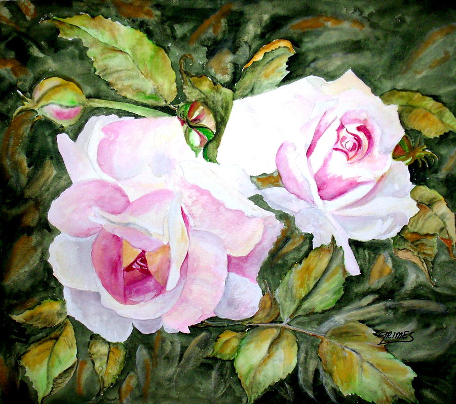 Pink Roses #2 Painting by Carol Grimes