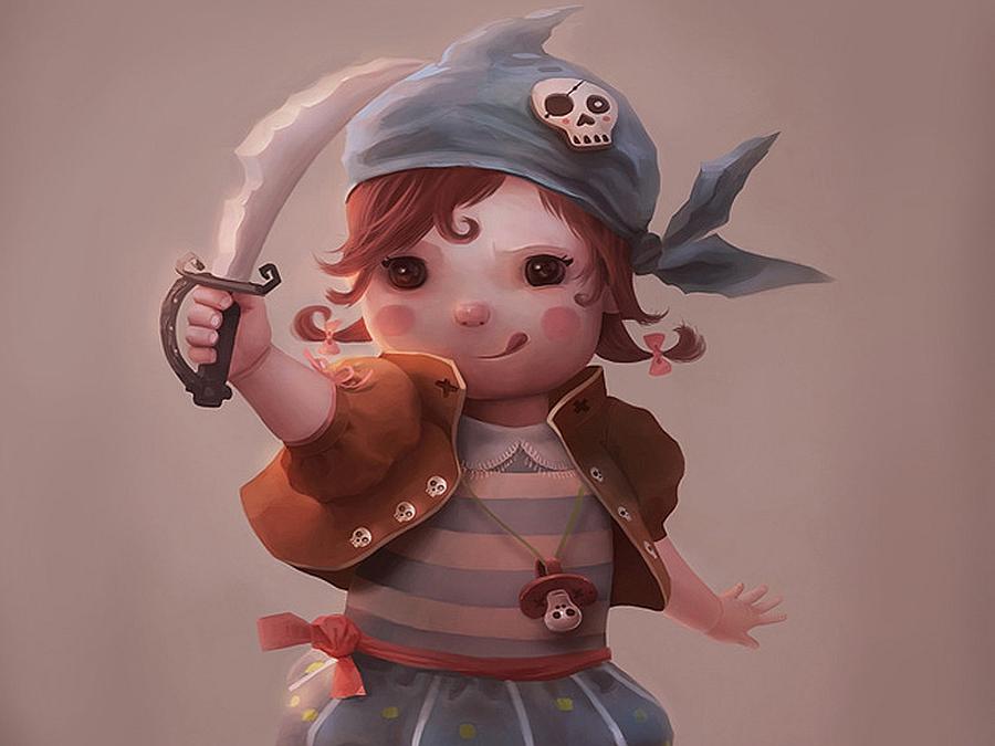 Doll Digital Art - Pirate #2 by Super Lovely