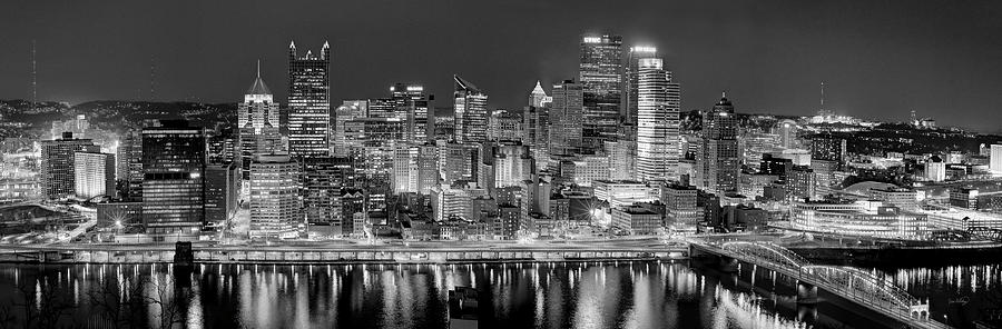 Pittsburgh Pennsylvania Skyline at Night Panorama #2 Photograph by Jon Holiday