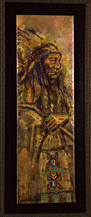 Plains Indian Chief Mixed Media by Laurie Tietjen
