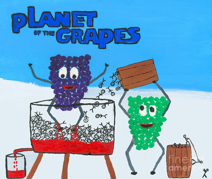 Grape Painting - Planet of the Grapes #2 by Nick Nestle