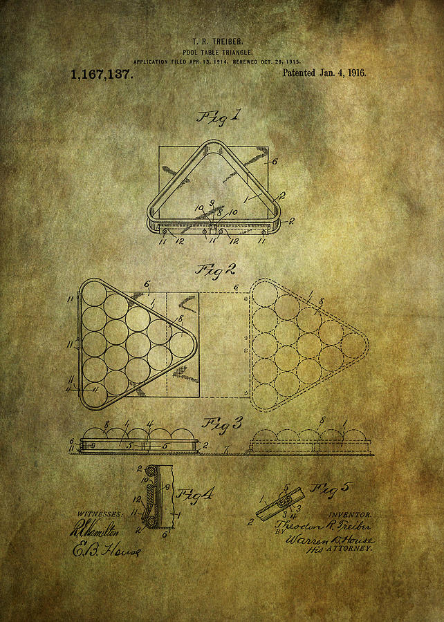 Pool table triangle patent from 1915 #2 Photograph by Chris Smith