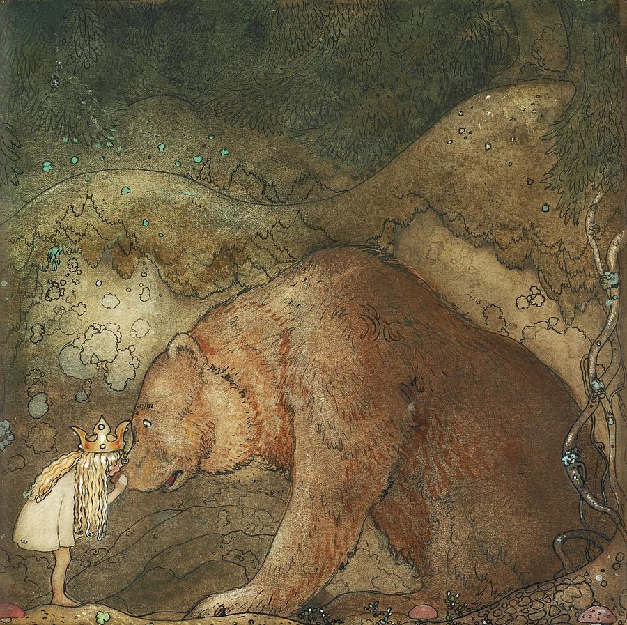 Bear Painting - Poor Little Bear #2 by John Bauer
