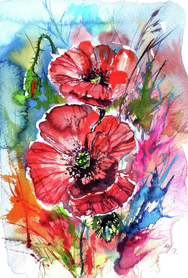 Poppies #2 Painting by Kovacs Anna Brigitta