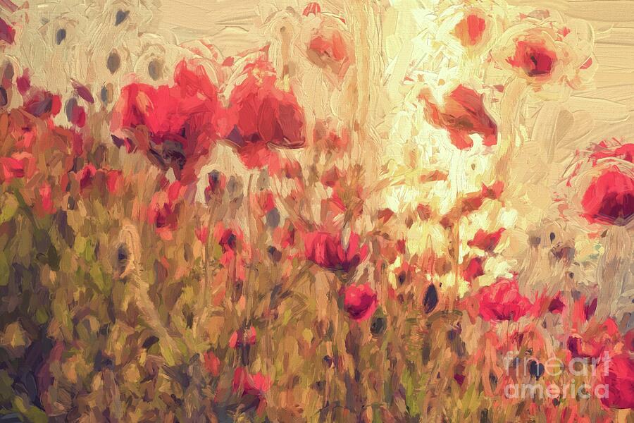 Poppy flowers painterly  Digital Art by Patricia Hofmeester