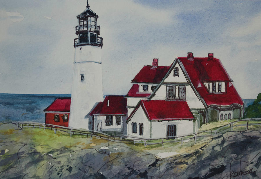 Portland Headlight #1 Painting by Kellie Chasse