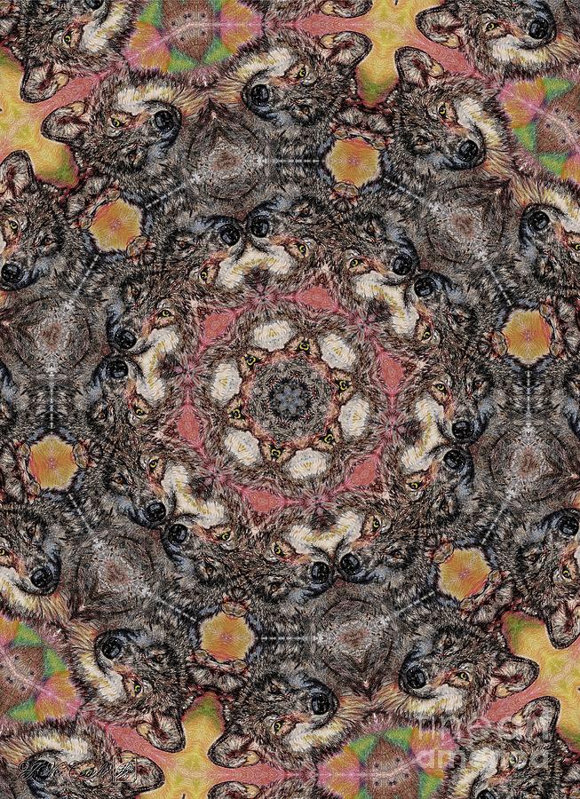 Portrait of a Gray Wolf Kaleidoscope #3 Mixed Media by J McCombie