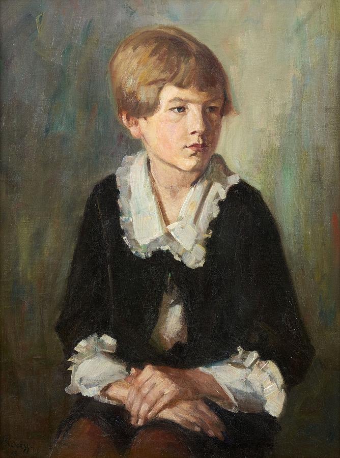 Portrait of a Seated Child #2 Painting by Emil Rudolf