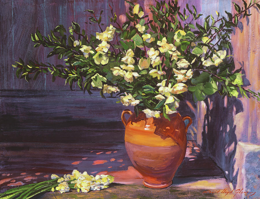 Pottery Flower Jug #2 Painting by David Lloyd Glover