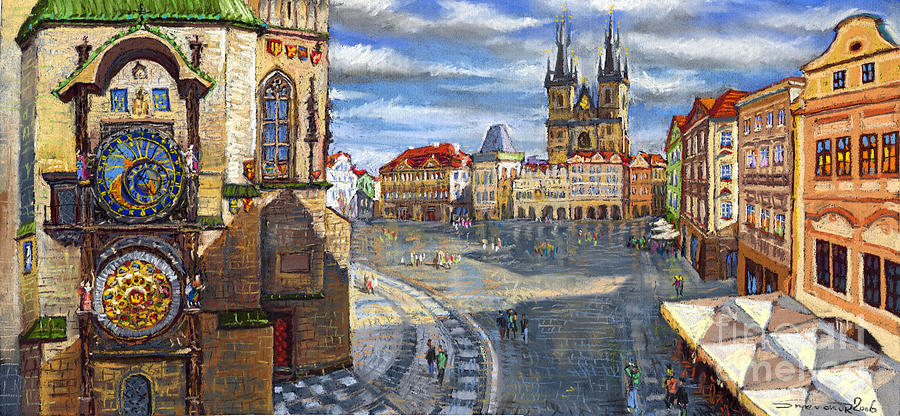 Pastel Painting - Prague Old Town Squere by Yuriy Shevchuk