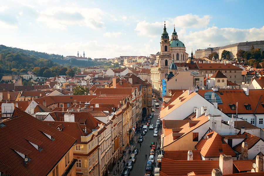 Prague skyline rooftop view dome #2 Photograph by Songquan Deng
