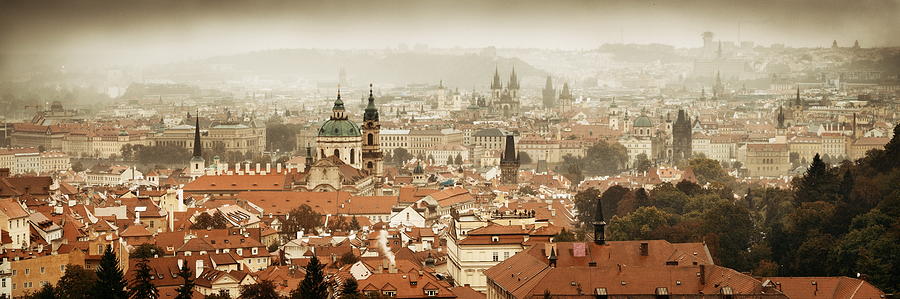 Prague skyline rooftop view panorama #2 Photograph by Songquan Deng