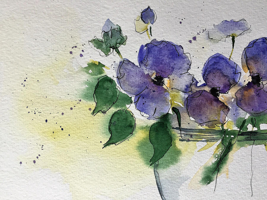 purple Flowers 2 #2 Painting by Britta Zehm