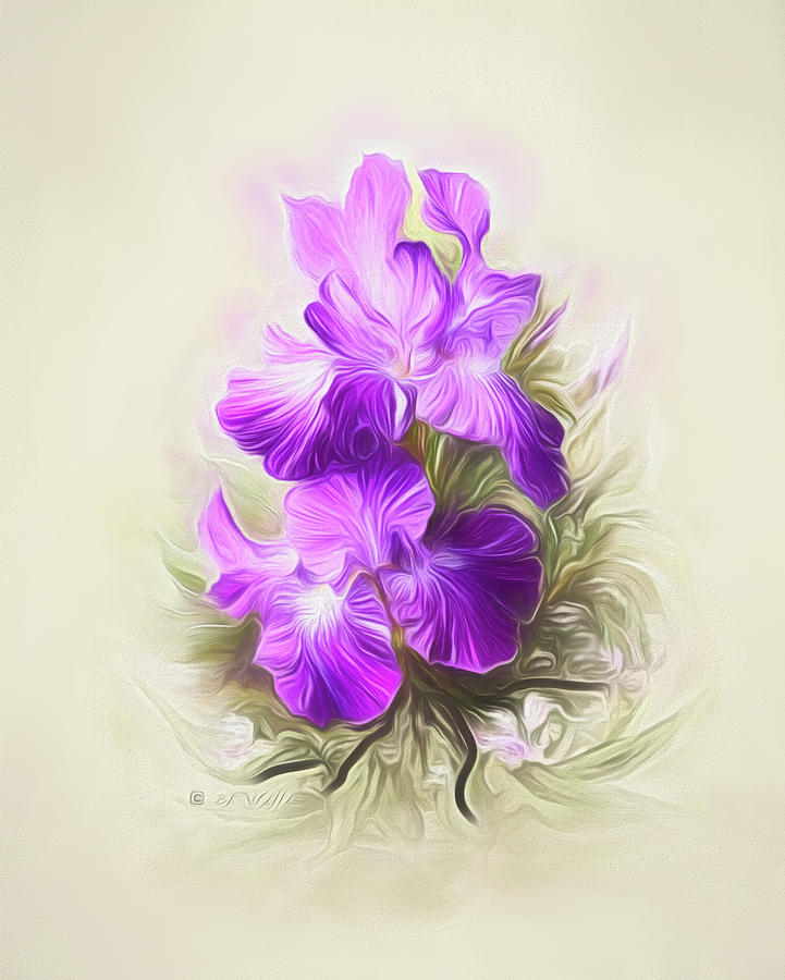 Purple Iris #2 Digital Art by Bonnie Willis