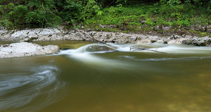 Quiet River Rettenbach In Summer, Long Exposure Photograph